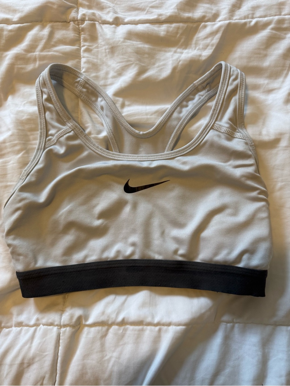 Nike Light Gray and Black Racerback Sports Bra
